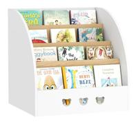 AIYAPLAY Estantería Infantil para Juguetes 4 Niveles con Ruedas Blanco | Compartimento Oculto, Organizador de Juguetes, para Habitación Infantil Sala de Juegos Guardería