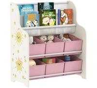 AIYAPLAY Estantería Infantil para Juguetes con 6 Cajas 63x30x71 cm Rosa | Cajas Extraíbles de Tela no Tejida, Organizador de Juguetes con 2 Estantes, Habitación Infantil, Sala de Juegos, Guardería