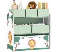 AIYAPLAY Estantería Infantil para Juguetes, con 6 Cajas Extraíbles de Tela no Tejida, Organizador de Juguetes de 3 Niveles, para Habitación Infantil, Sala de Juegos, Guardería, 63x30x66 cm, Verde