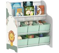AIYAPLAY Estantería Infantil para Juguetes, con 6 Cajas Extraíbles de Tela no Tejida, Organizador de Juguetes con 2 Estantes, para Habitación Infantil, Sala de Juegos, Guardería, 63x30x71 cm, Verde