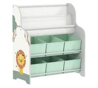 AIYAPLAY Estantería Infantil para Juguetes, con 6 Cajas Extraíbles de Tela no Tejida, Organizador de Juguetes con 2 Estantes, para Habitación Infantil, Sala de Juegos, Guardería, 63x30x71 cm, Verde