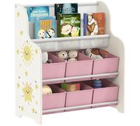 AIYAPLAY Estantería Infantil para Juguetes, con 6 Cajas Extraíbles de Tela no Tejida, Organizador de Juguetes con 2 Estantes, para Habitación Infantil, Sala de Juegos, Guardería, 63x30x71 cm, Rosa