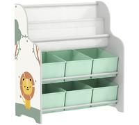 AIYAPLAY Estantería Infantil para Juguetes con 6 Cajas Extraíbles de Tela no Tejida y 2 Estantes para Guardería 63x30x71 cm Verde