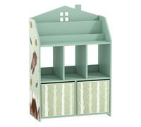 AIYAPLAY Estantería Infantil para Juguetes con Cajones de Tela, Estantes Abiertos, Diseño de Ositos, Organizador de Juguetes para Dormitorio, Sala de Juegos, Guardería, Verde