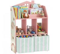 AIYAPLAY, Estantería Infantil para Juguetes con Cajones de Tela Rosa | Estantes Abiertos, Diseño de Ositos, Organizador de Juguetes, Libros, Dormitorio, Sala de Juegos, Guardería