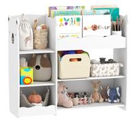 AIYAPLAY Estantería Infantil para Juguetes con Estantes Abiertos Blanco | Compartimentos, Diseño de Ositos, Organizador de Juguetes, para Dormitorio, Sala de Juegos, Guardería