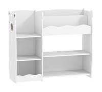 AIYAPLAY Estantería Infantil para Juguetes con Estantes Abiertos, Compartimentos, Diseño de Ositos, Organizador de Juguetes para Dormitorio, Sala de Juegos, Guardería, Blanco