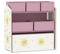 AIYAPLAY Estantería Infantil para Juguetes de 3 Niveles con 6 Cajas Extraíbles de Tela no Tejida para Guardería 63x30x66 cm Rosa