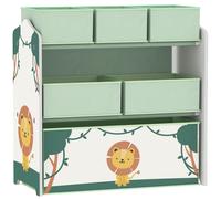 AIYAPLAY Estantería Infantil para Juguetes de 3 Niveles con 6 Cajas Extraíbles de Tela no Tejida para Guardería 63x30x66 cm Verde