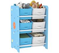 AIYAPLAY Estantería Infantil para Niños +3 Años 6 Cajas 43x30x60 cm, Azul | Estantería para Juguetes, Cajas de Tela no Tejida Extraíbles, Organizador de Juguetes, para Dormitorio Guardería