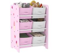 AIYAPLAY Estantería Infantil para Niños de +3 Años Estantería para Juguetes con 6 Cajas de Tela no Tejida Extraíbles Organizador de Juguetes para Dormitorio Guardería 43x30x60 cm Rosa