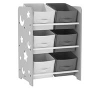 AIYAPLAY Estantería Infantil para Niños de +3 Años Estantería para Juguetes con 6 Cajas de Tela no Tejida Extraíbles Organizador de Juguetes para Dormitorio Guardería 43x30x60 cm Gris