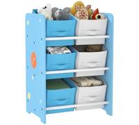 AIYAPLAY Estantería Infantil para Niños de +3 Años Estantería para Juguetes con 6 Cajas de Tela no Tejida Extraíbles Organizador de Juguetes para Dormitorio Guardería 43x30x60 cm Azul