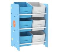 AIYAPLAY Estantería Infantil para Niños de +3 Años Estantería para Juguetes con 6 Cajas de Tela no Tejida Extraíbles Organizador de Juguetes para Dormitorio Guardería 43x30x60 cm Azul