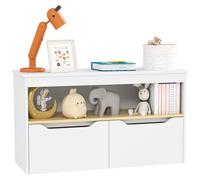 AIYAPLAY Estantería para Juguetes Infantil Librería Infantil con 2 Cajones y Compartimento para Salón Dormitorio Sala de Juegos 80x30x45 cm Blanco