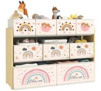 AIYAPLAY Estantería para Juguetes para Niños 9 Cestas 93x30x70 cm Amarillo | Organizador de Juguetes, Tela no Tejida, para Guardería, Sala de Juegos
