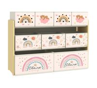 AIYAPLAY Estantería para Juguetes para Niños Organizador de Juguetes con 9 Cestas de Tela no Tejida para Guardería Sala de Juegos 93x30x70 cm Amarillo