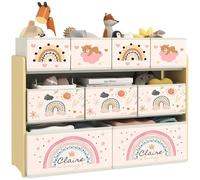 AIYAPLAY Estantería para Juguetes para Niños Organizador de Juguetes con 9 Cestas de Tela no Tejida para Guardería Sala de Juegos 93x30x70 cm Amarillo