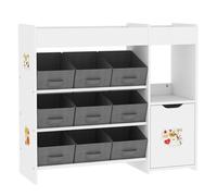 AIYAPLAY Estantería para Juguetes para Niños Organizador Infantil con 9 Cestas Extraíbles Compartimentos y Láminas de Pegatinas para Guardería Sala de Juegos 92x30x80 cm Blanco