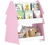 AIYAPLAY Estantería para libros y juguetes, estantería infantil de doble cara con ruedas, estantería para libros infantiles de 3 niveles para cuarto de juegos, dormitorio, cuarto de niños, aula, rosa