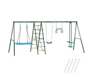 AIYAPLAY Estructura de columpio 5 en 1 con columpio nido ajustable anillas doble asiento estructura de escalada para 3-8 años 440x175x203 cm Aosom España