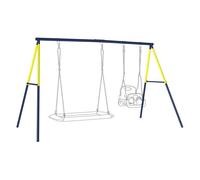 AIYAPLAY Estructura de Columpio Infantil, Estructura Metálica para 2 Columpios, Resistente para 150 kg, para Asiento, Nido y Escalera de Trepar, para Jardín, Balcón, 260x160x178 cm, Azul