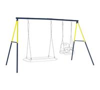 AIYAPLAY Estructura de Columpio Infantil, Estructura Metálica para 2 Columpios, Resistente para 150 kg, para Asiento, Nido y Escalera de Trepar, para Jardín, Balcón, 260x160x178 cm, Azul