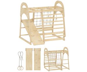 AIYAPLAY Estructura de escalada, diseño 6 en 1, rampa, barras de escalada, pared de escalada, escalera, red de escalada, 3-6 años, madera Aosom España