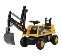 AIYAPLAY Excavadora para sentarse retroexcavadora con pala y volante cuerpo giratorio respaldo regulable para niños 1,5-3 años Amarillo Aosom España