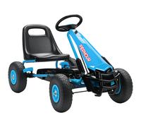 AIYAPLAY Gokart a pedales para niños, asiento ajustable en altura, ruedas EVA, freno, embrague, 3-8 años, Azul Aosom España