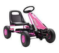 AIYAPLAY Gokart - Coche de pedal con freno de mano, asiento ajustable, marcha adelante y atrás, pedal, vehículo infantil con neumáticos EVA, embrague manual, para niños de 3 a 8 años, color rosa
