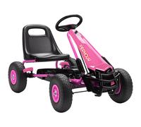 AIYAPLAY Gokart de Pedales para Niños Asiento Regulable en Altura Ruedas EVA Freno Embrague 3-8 Años Rosa Aosom España
