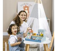 AIYAPLAY Heladería Infantil Madera, Helado Juguete de Madera para Niños con Accesorios de Cocina, Azul Claro Gris claro