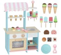 AIYAPLAY Heladería Pastelería de Madera 2 en 1 para Niños con Horno, 17 Accesorios de Cocina, Juego de Juguetes de Simulación de Helado, Regalo para Niños y Niñas de +24 Meses