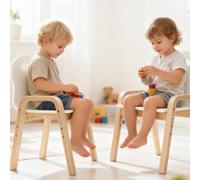 AIYAPLAY Juego de 2 sillas altas de madera con altura ajustable y reposabrazos BLANCO
