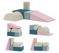 AIYAPLAY Juego de 5 Bloques de Espuma para Niños, Bloques de Psicomotricidad Infantil con Base Antideslizante, Funda Extraíble, Set de Escalada Suave Interior para Escalar y Gatear, 6 Meses-3 Años