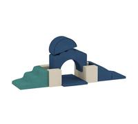 Aiyaplay juego de 7 bloques de espuma para niños, bloques de psicomotricidad, figuras de construcción, juguete para aprendizaje para escalar y gatear, azul oscuro