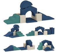 AIYAPLAY Juego de 7 Bloques de Espuma para Niños, Bloques de Psicomotricidad, Figuras de Construcción, Juguete para Aprendizaje para Escalar y Gatear, Azul Oscuro