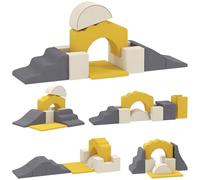 AIYAPLAY Juego de 7 Bloques de Espuma para Niños, Bloques de Psicomotricidad, Figuras de Construcción, Juguete para Aprendizaje para Escalar y Gatear, Amarillo