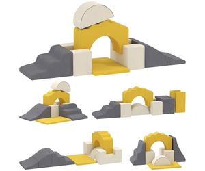 AIYAPLAY Juego de 7 Bloques de Espuma para Niños, Bloques de Psicomotricidad, Figuras de Construcción, Juguete para Aprendizaje para Escalar y Gatear, Amarillo