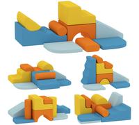 AIYAPLAY Juego de 9 Bloques de Espuma para Niños con Fundas de Terciopelo Lavables para Escalar y Gatear Multicolor