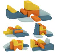 AIYAPLAY Juego de 9 Bloques de Espuma para Niños con Fundas de Terciopelo Lavables para Escalar y Gatear Multicolor