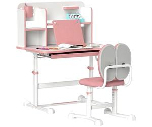 AIYAPLAY Juego de Escritorio y Silla Niños +3 Años Altura Ajustable Rosa