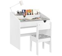 AIYAPLAY Juego de Escritorio y Silla Niños +3 Años con Cajón Gris y Blanco | Pupitre Infantil, Cajón Extraíble, Compartimento, para Dormitorio Sala Estudio