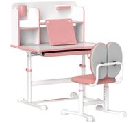 AIYAPLAY Juego de Escritorio y Silla para Niños de +3 Años Altura Ajustable con Tablero Inclinable 80x55x107,5 cm Rosa