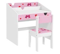AIYAPLAY Juego de Escritorio y Silla para Niños de +3 Años Pupitre Infantil con Cajón Extraíble y Compartimento para Dormitorio Sala Estudio Rosa y Blanco