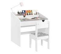 AIYAPLAY Juego de Escritorio y Silla para Niños de +3 Años Pupitre Infantil con Cajón Extraíble y Compartimento para Dormitorio Sala Estudio Gris y Blanco