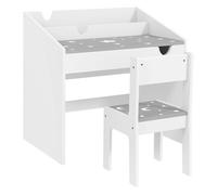 AIYAPLAY Juego de Escritorio y Silla para Niños de +3 Años Pupitre Infantil con Cajón Extraíble y Compartimento para Dormitorio Sala Estudio Gris y Blanco