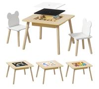 AIYAPLAY Juego de Mesa y 2 Sillas Infantiles de Madera Natural y Blanco