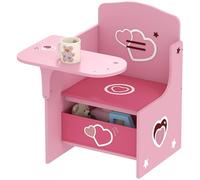 AIYAPLAY Juego de Mesa y Silla para Niños, Escritorio y Silla para Niños con Cubos de Almacenaje, Escritorio para Niños 2 en 1 para Jugar, Leer, Pintar, Juego de Mesa de Actividades para 3-5 Años,